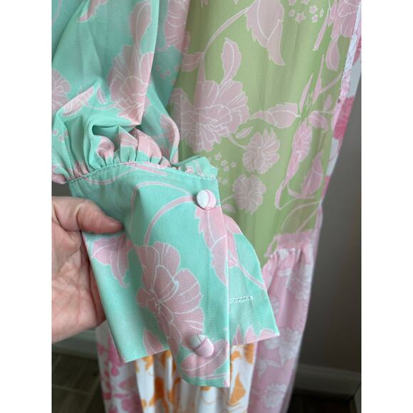 Boutique Sheer Floral Maxi Dress Boho Romantic Size Medium - Picture 5 of 8